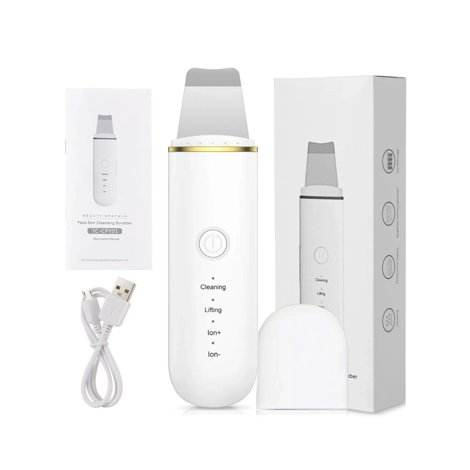 Ultrasonic Facial Cleansing Spatula (Scrubber) - Blackhead Remover, Deep Cleaner & Skin Tightening