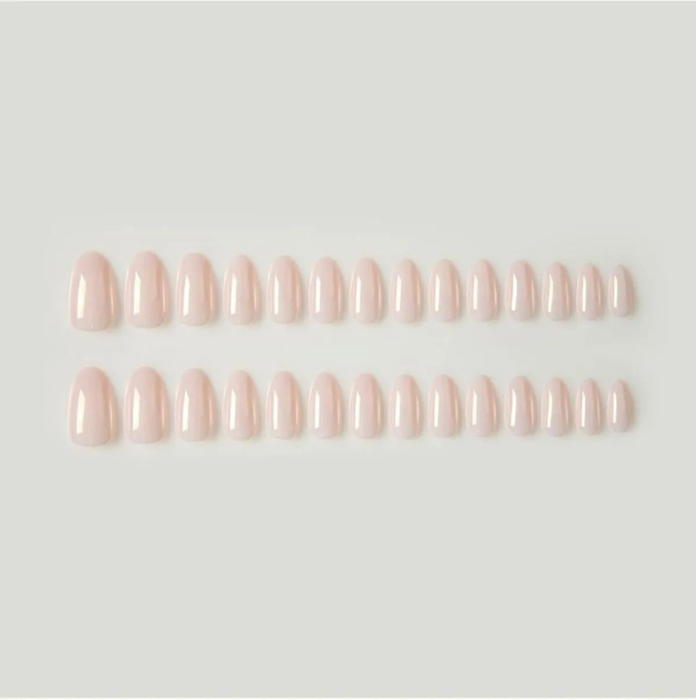Medium Pink Almond Press-On Nails (24 Pieces) - Directly Applicable with Glossy Finish