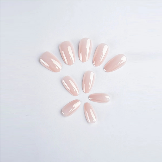 Medium Pink Almond Press-On Nails (24 Pieces) - Directly Applicable with Glossy Finish