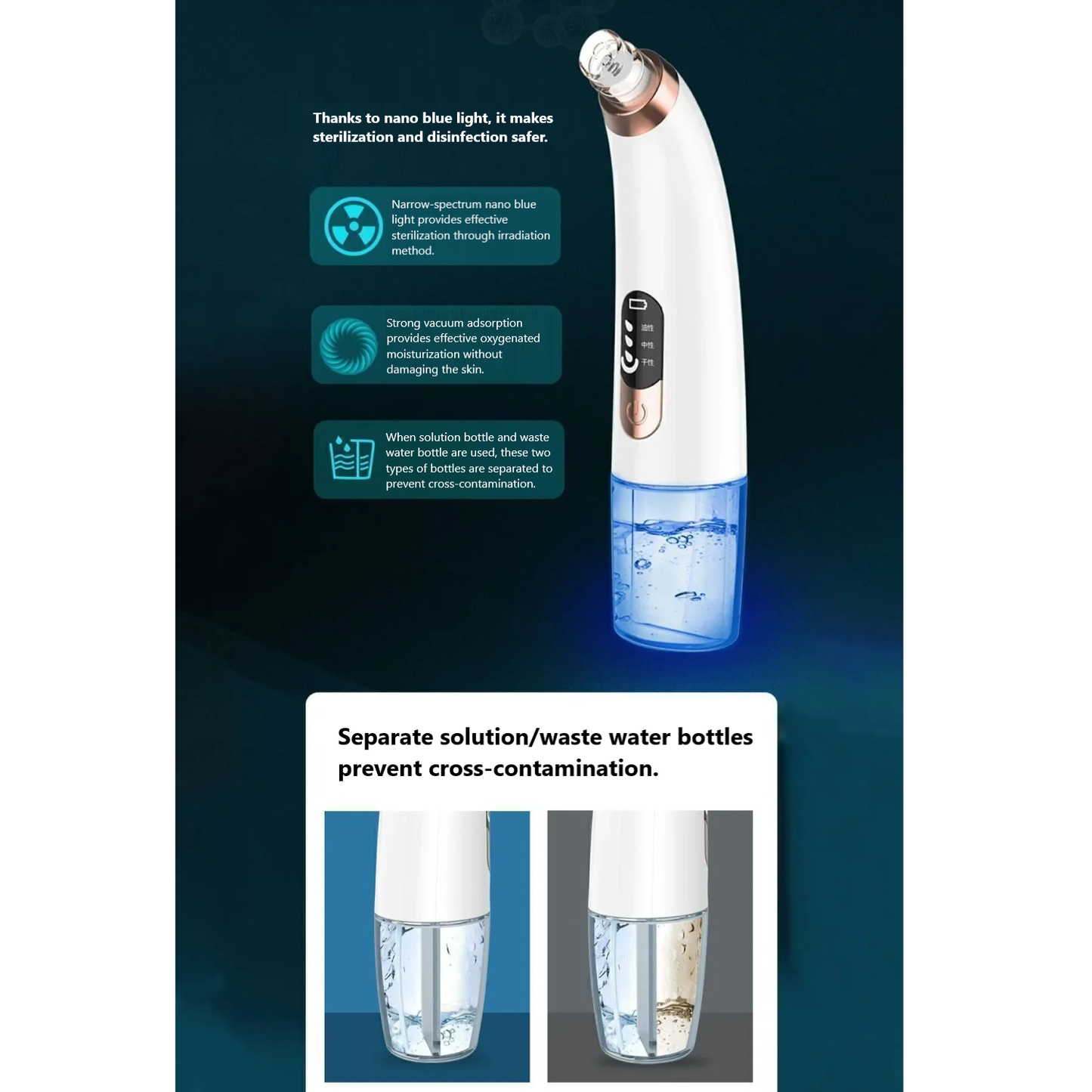 Vacuum Blackhead Remover – Rechargeable, 6 Heads, Anti-Acne & Comedone Facial Care