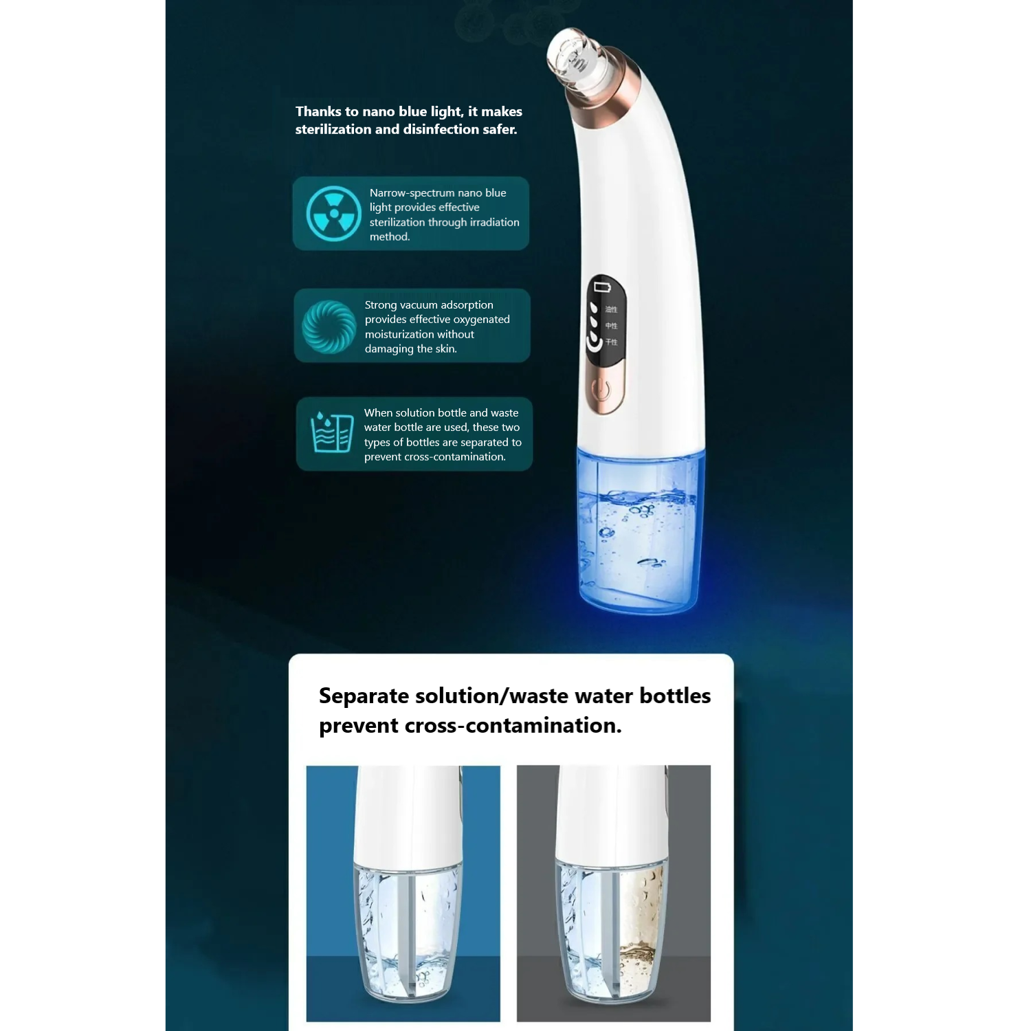 Vacuum Blackhead Remover – Rechargeable, 6 Heads, Anti-Acne & Comedone Facial Care