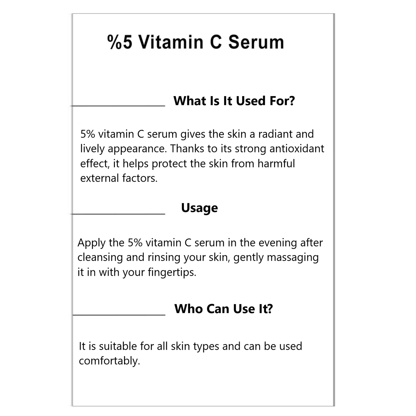 Vitamin C Brightening Serum 20 ml (5% – 10% – 20%)