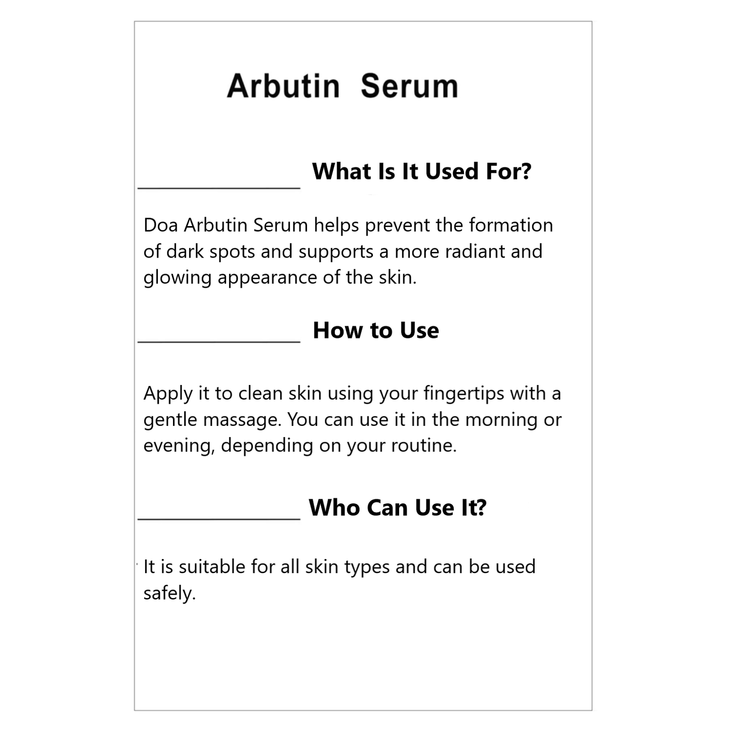 2% Arbutin Serum – Even Tone & Radiant Skin (20 ml)