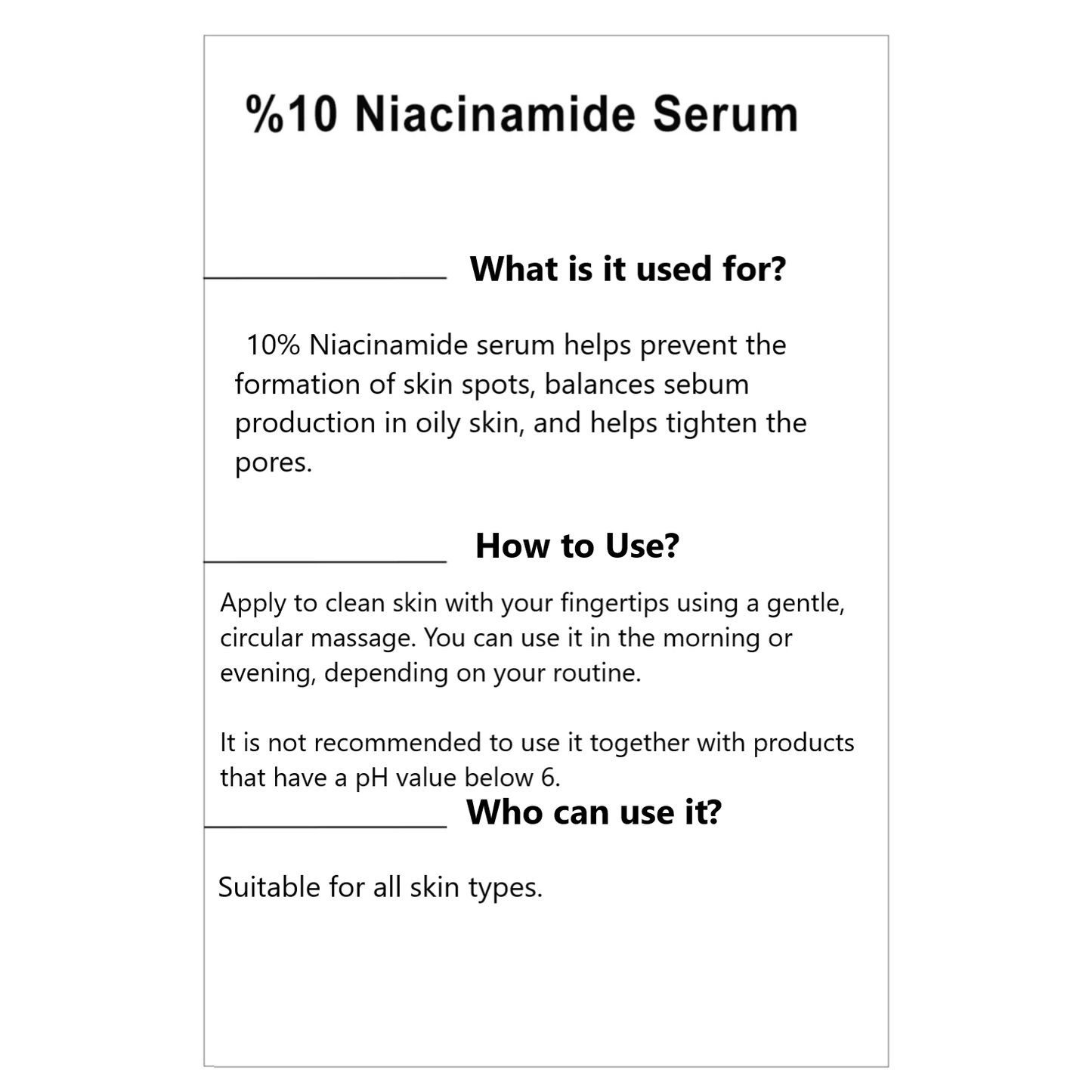 10% Niacinamide + 1% Zinc Serum – Intensive Care Formula, 20 ml