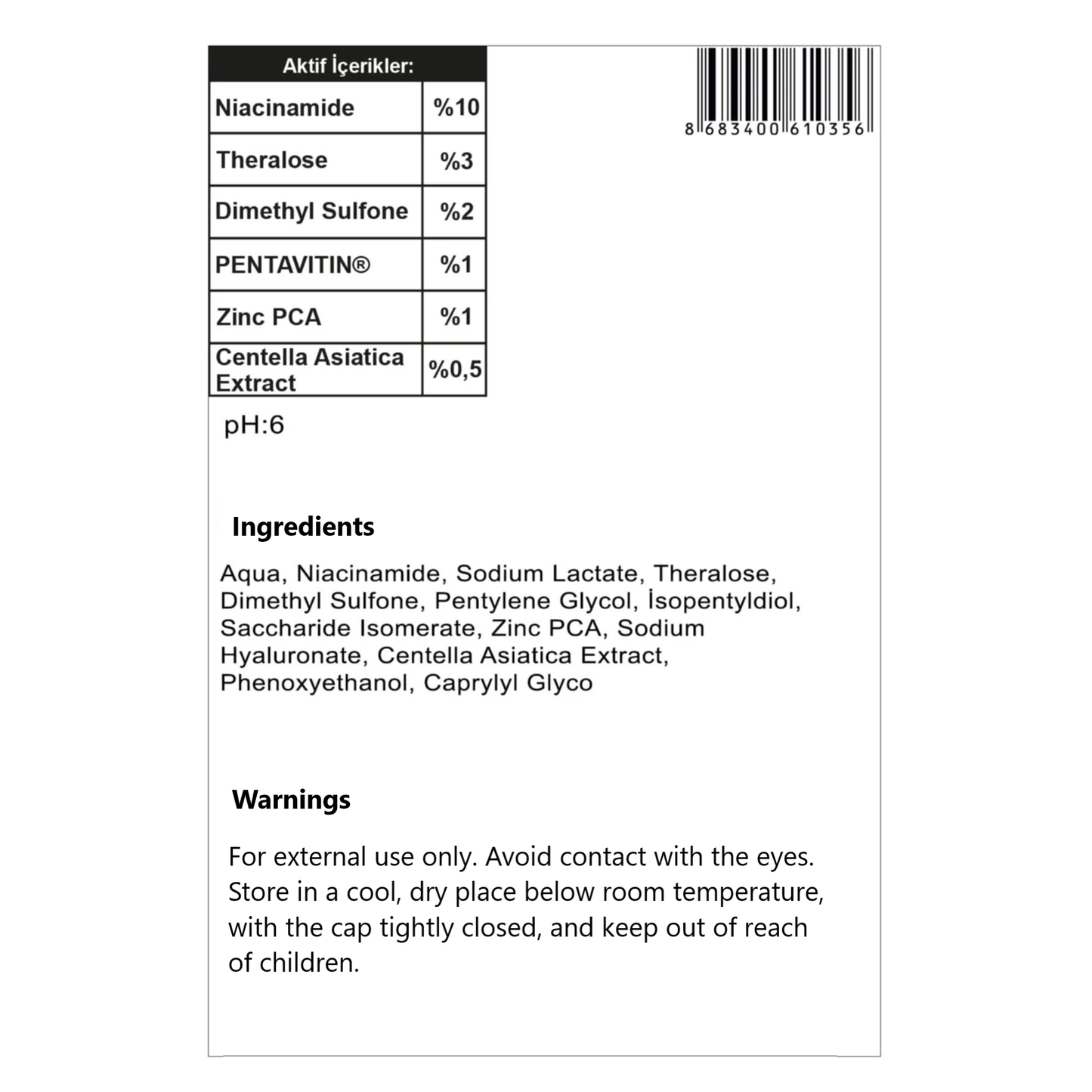 10% Niacinamide + 1% Zinc Serum – Intensive Care Formula, 20 ml