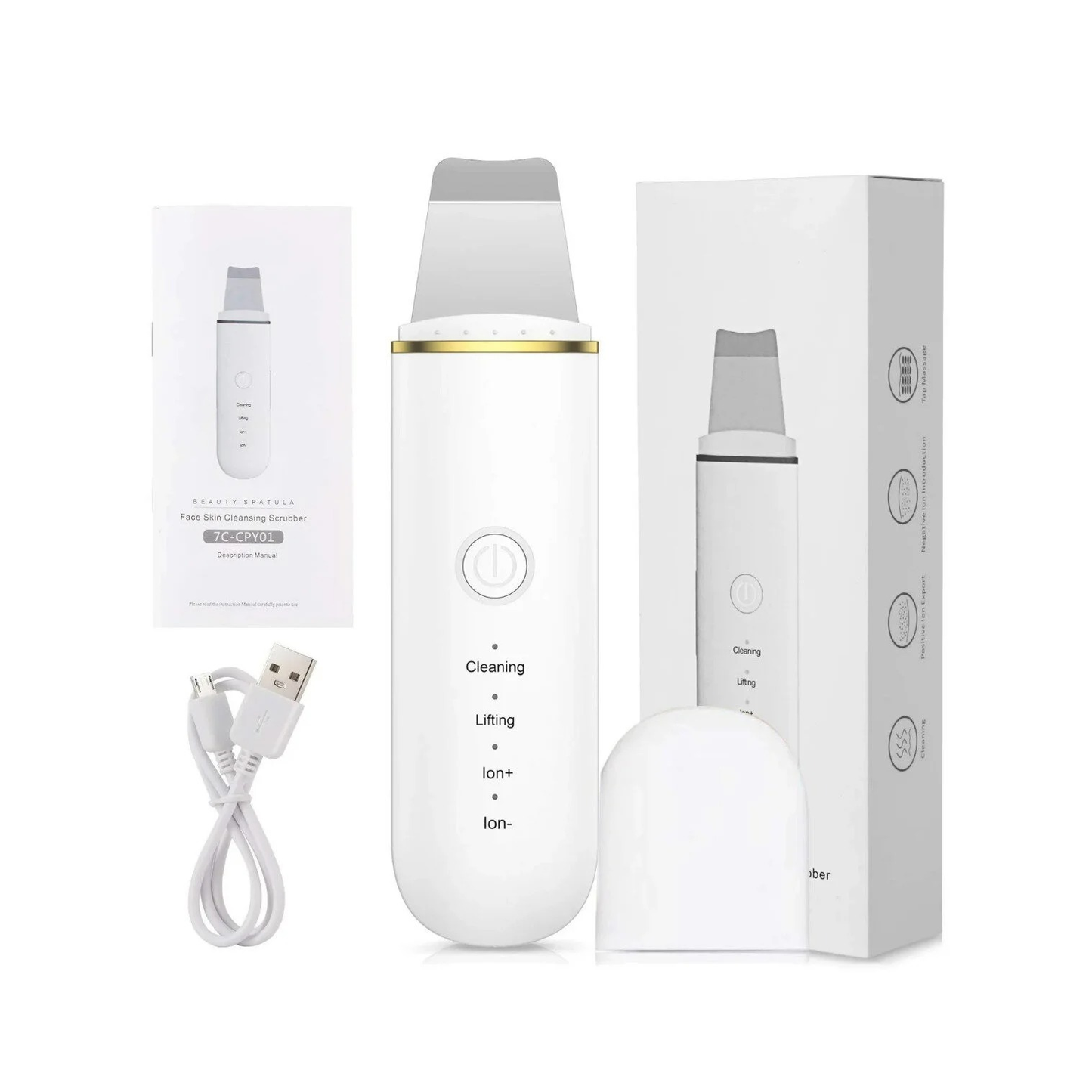 Ultrasonic Facial Cleansing Spatula (Scrubber) - Blackhead Remover, Deep Cleaner & Skin Tightening