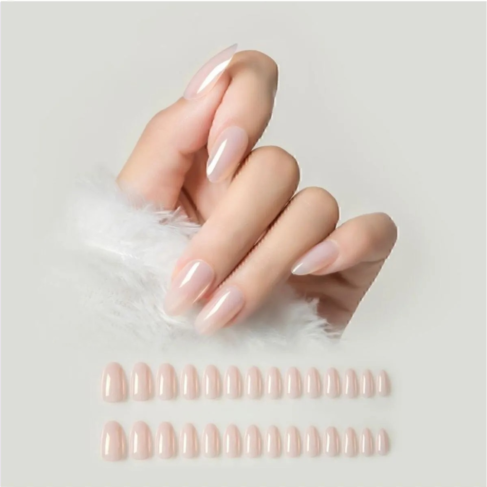 Medium Pink Almond Press-On Nails (24 Pieces) - Directly Applicable with Glossy Finish